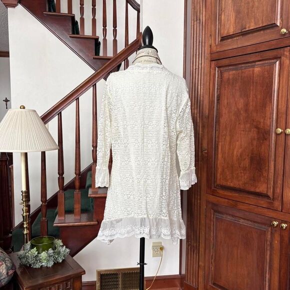 Indigo Soul White Lace Long Sleeve Western Boho Chic Dress - Picture 3 of 6